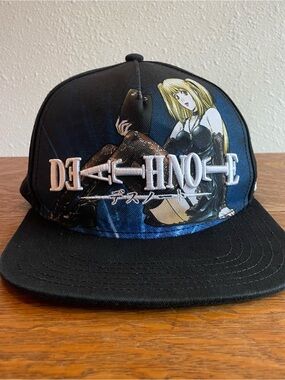 Death Note Anime Black Snapback Hat with Graphic Panel